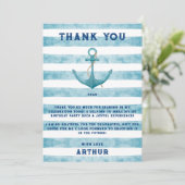 かわいいブルーの水彩画の海軍の船員の錨 サンキューカード (スタンド正面)