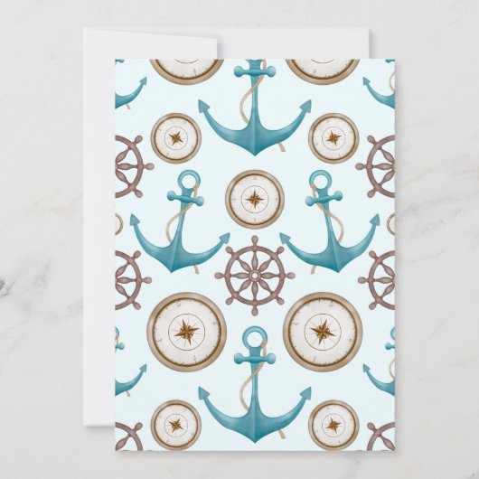 かわいいブルーの水彩画の海軍の船員の錨 サンキューカード (裏面)