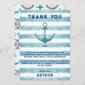 かわいいブルーの水彩画の海軍の船員の錨 サンキューカード (正面/裏面)