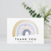 かわいいブルーの水彩虹 サンキューカード (スタンド正面)