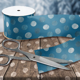 かわいいブルーの水玉模様モダン&クリスエレガントマス サテンリボン