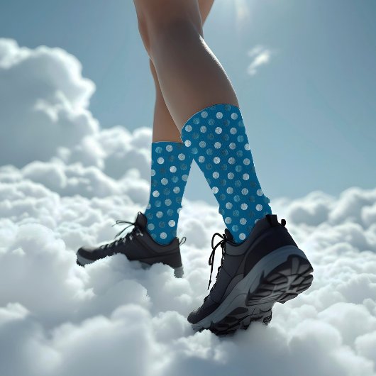 かわいいブルーの水玉模様モダン&クリスエレガントマス ソックス