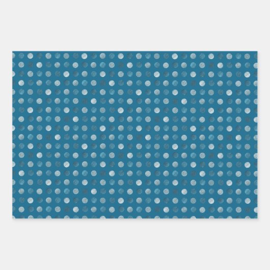かわいいブルーの水玉模様モダン&クリスエレガントマス ラッピングペーパーシート (正面2)