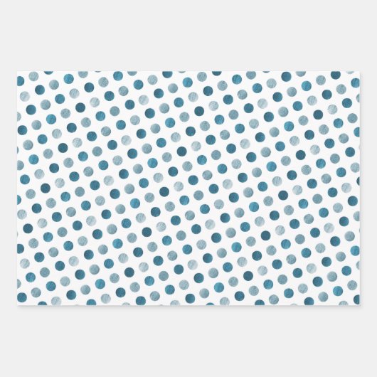 かわいいブルーの水玉模様モダン&クリスエレガントマス ラッピングペーパーシート (正面)