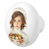 かわいいブルーアイ小さな女の子ハンドズアウトグルメスイート セラミックノブ (右)