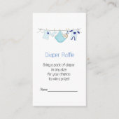 かわいいブルーイラストレーションおむつラッフル エンクロージャーカード (正面)