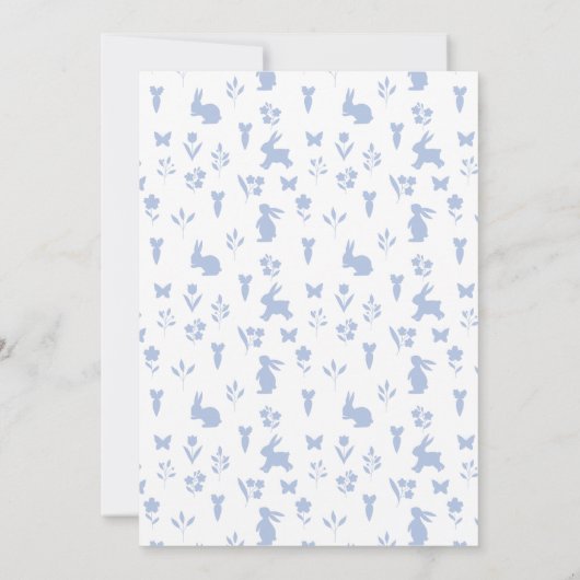 かわいいブルーイースターウサギフローラ男の赤ちゃんシャワー 招待状 (裏面)