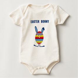 かわいいブルーイースターエッグバニー ベビーボディスーツ