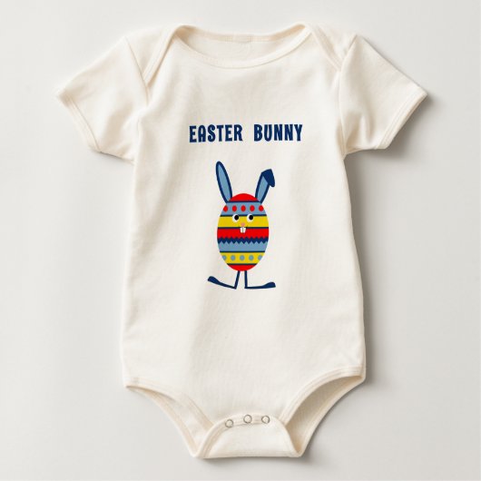 かわいいブルーイースターエッグバニー ベビーボディスーツ (正面)