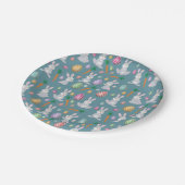 かわいいブルーイースターバニーラビットパターン ペーパープレート (アングル)