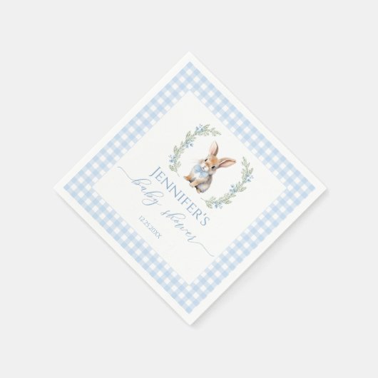 かわいいブルーイースターバニー男の赤ちゃんシャワー スタンダードカクテルナプキン (角)