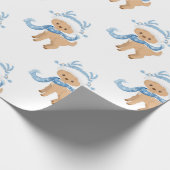 かわいいブルーウィンタートナカイの子供たちクリスマス ラッピングペーパー (角)