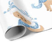 かわいいブルーウィンタートナカイの子供たちクリスマス ラッピングペーパー (ロールコーナー)