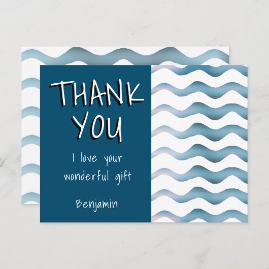かわいいブルーウェーブボーイサンキュー誕生日 ポストカード (正面/裏面)