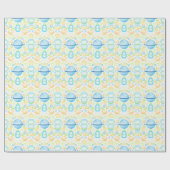 かわいいブルーウォーター宇宙宇宙飛行士誕生日 ラッピングペーパー (フラット)