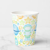 かわいいブルーウォーター宇宙宇宙飛行士誕生日 紙コップ (正面)