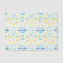 かわいいブルーウォーター宇宙宇宙飛行士誕生日 薄葉紙