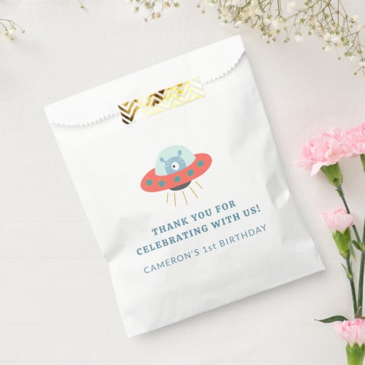 かわいいブルーエイリアン宇宙船1stバースデーカスタム フェイバーバッグ (封をした状態)