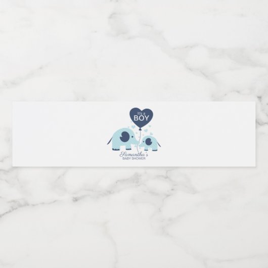 かわいいブルーエレファントボーイ赤ちゃんシャワー ペットボトルラベル (シングルラベル)