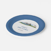 かわいいブルーエレファントボーイ赤ちゃんシャワー ペーパープレート (アングル)