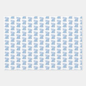 かわいいブルーエレファントラッピング紙セット ラッピングペーパーシート (正面2)