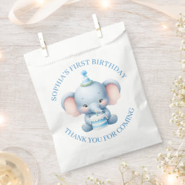 かわいいブルーエレファント子供の誕生日ありがとう フェイバーバッグ