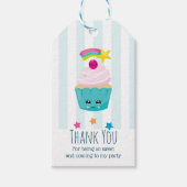 かわいいブルーカップケーキとかわいい顔誕生日感謝してい ギフトタグ (正面)