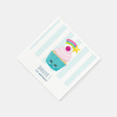 かわいいブルーカップケーキとかわいい顔誕生日 スタンダードカクテルナプキン (角)