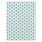 かわいいブルーカップケーキとかわいい顔 テーブルクロス (正面)