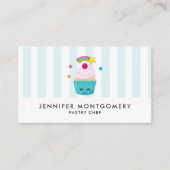 かわいいブルーカップケーキとかわいい顔 名刺 (正面)