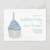 かわいいブルーカップケーキQRコードソーシャルメディアお洒落 ポストカード (正面)