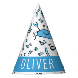 かわいいブルーカニの海の動物パターンボーイ誕生日 パーティーハット