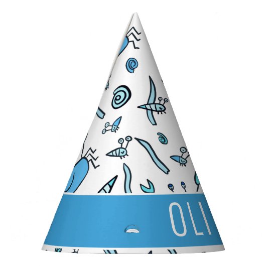 かわいいブルーカニの海の動物パターンボーイ誕生日 パーティーハット (左)