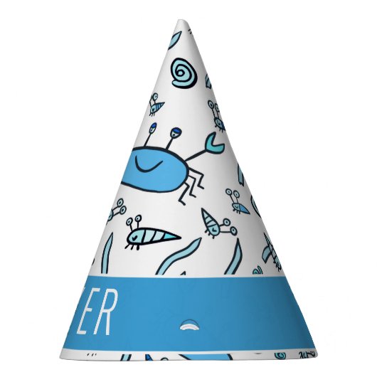 かわいいブルーカニの海の動物パターンボーイ誕生日 パーティーハット (右)