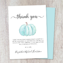 かわいいブルーカボチャ男の赤ちゃんシャワー サンキューカード