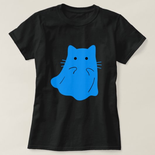 かわいいブルーキャット幽霊 Tシャツ (デザイン正面)