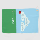 かわいいブルーグリーンダディの小さなキャディーゴルフタオル ゴルフタオル (横)