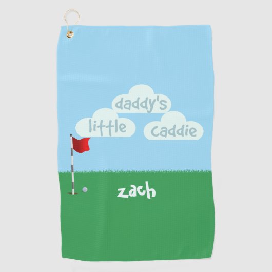 かわいいブルーグリーンダディの小さなキャディーゴルフタオル ゴルフタオル (正面)