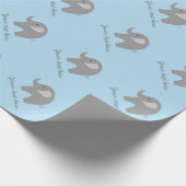 かわいいブルーグレー象のベビーシャワーの包装紙 ラッピングペーパー (角)