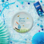 かわいいブルーコウノトリ赤ちゃんシャワー ペーパープレート (パーティー)