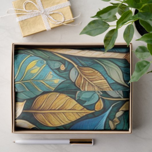 かわいいブルーサンフラワーガーデン抽象芸術アートデコップページ 薄葉紙 (ギフト)