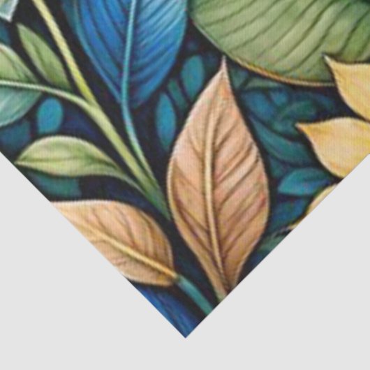 かわいいブルーサンフラワーガーデン抽象芸術アートデコップページ 薄葉紙 (詳細)