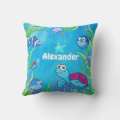 かわいいブルーザシーアンダーザシー男の赤ちゃん子供部屋スローP クッション (裏面)