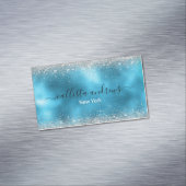 かわいいブルーシルバーフェイクグリッター マグネット名刺 (インサイチュ)