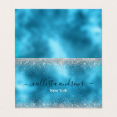かわいいブルーシルバーフェイクグリッター 名刺 (外部フラット)
