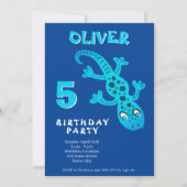 かわいいブルージェッコリザードバースデーパーティー 招待状 (正面)