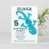 かわいいブルージェッコリザードボーバースデーパーティー 招待状 (スタンド正面)