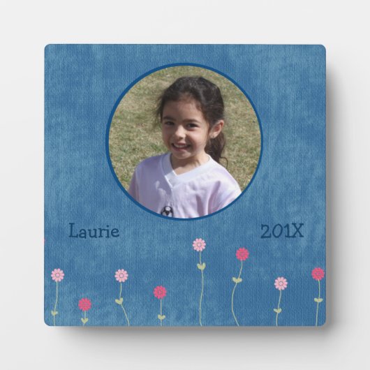 かわいいブルージーンズフラワーズ写真テンプレート フォトプラーク (正面)