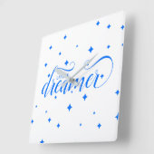 かわいいブルースターリーリトルドリーマー スクエア壁時計 (傾斜)