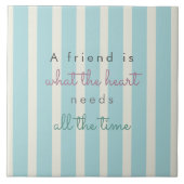 かわいいブルーストライプ友好引用文ハンドレタリング タイル (正面)